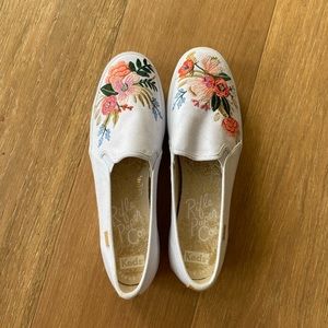 Keds x rifle paper 9.5 white sneakers with floral